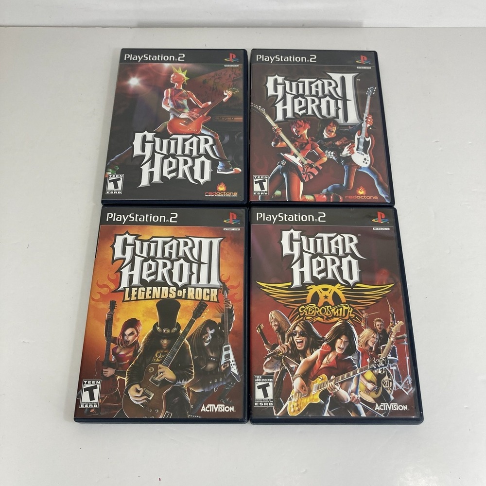 Guitar Hero 1 2 3 Aerosmith PlayStation 2 PS2 Game Lot Bundle CIB Complete